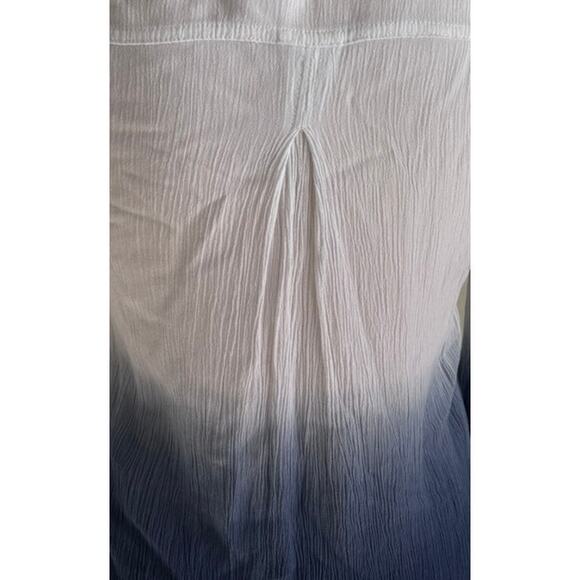 Rock & Republic Medium Blue White Ombre Shirt 100% Rayon Button Front - Picture 7 of 10